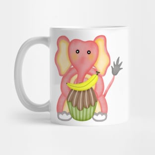 Cute elephant eating banana cupcake. Mug